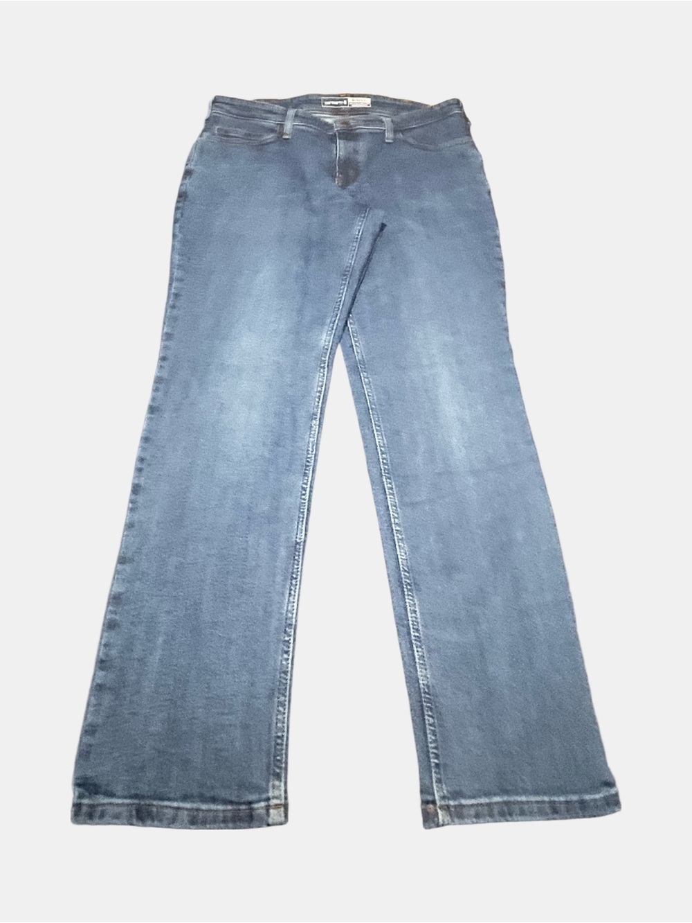 Carhartt Jeans Women 12 Regular Blue Mid Rise Straight Relaxed Fit Stretch Denim